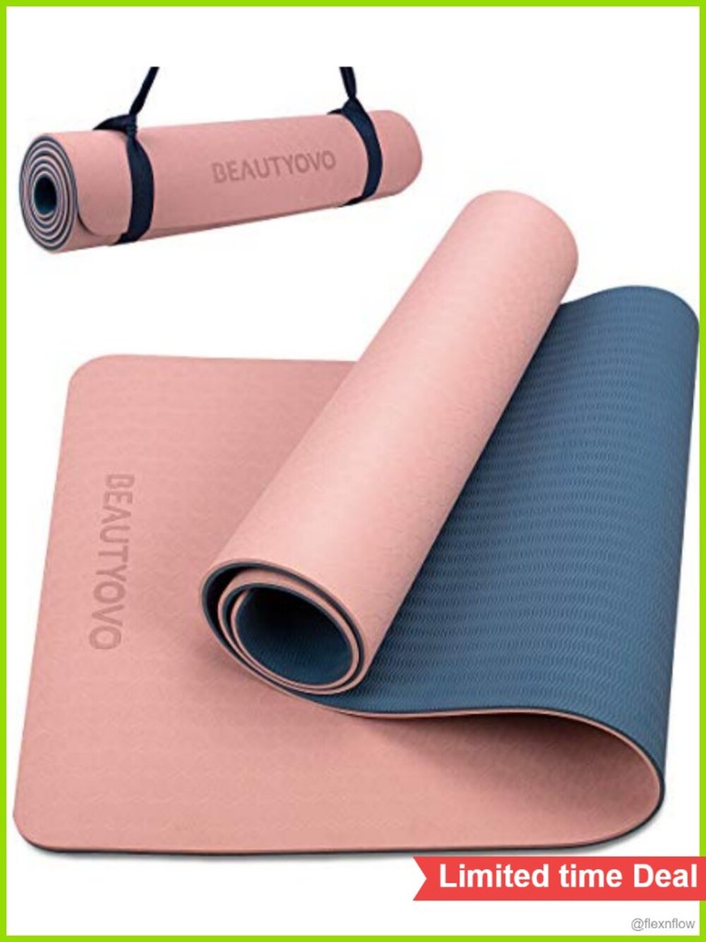Extra Thick TPE Yoga Mat Non Slip with Strap 72x24 Pilates Floor Exercise